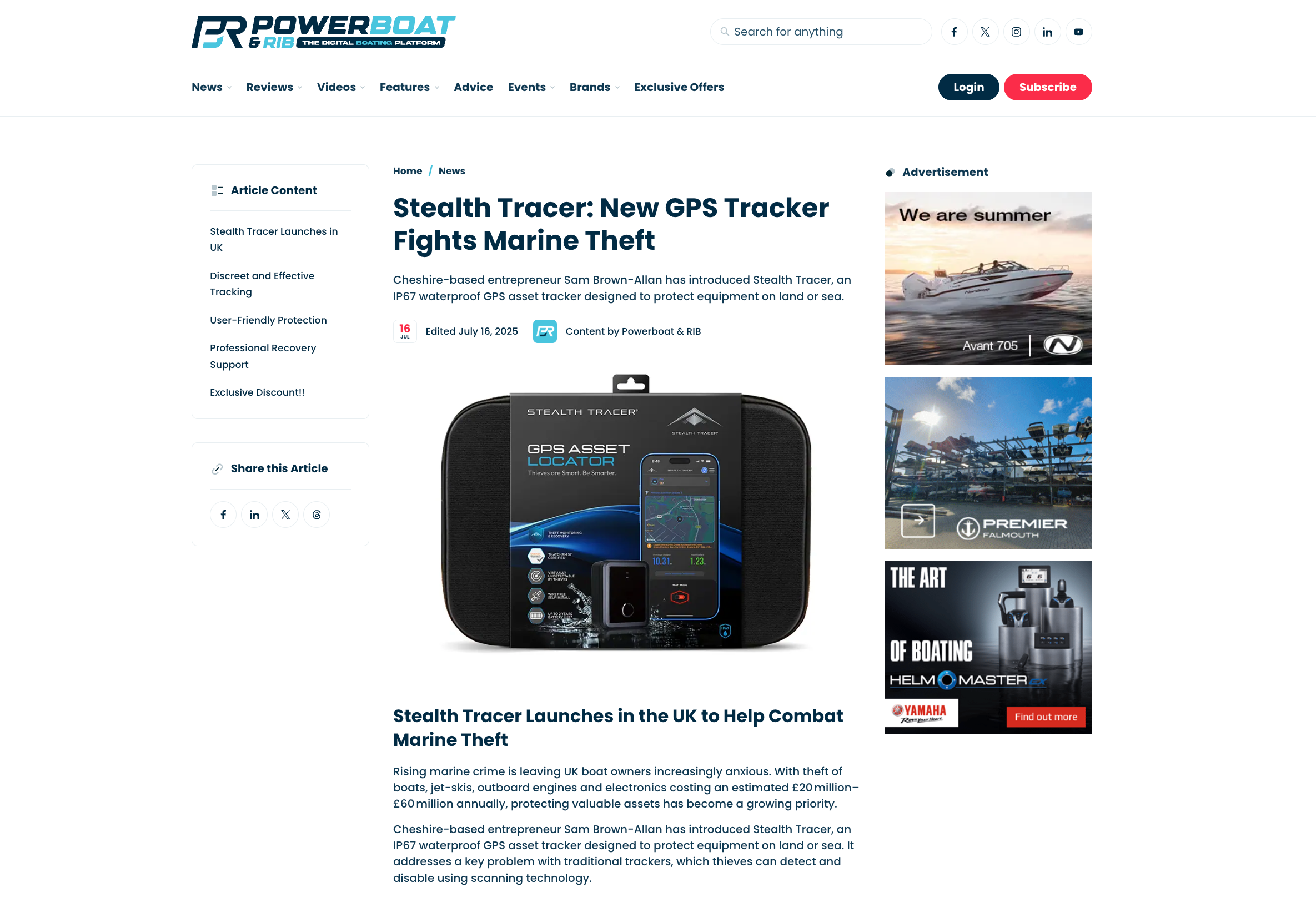 Stealth Tracer Featured in Powerboat & RIB